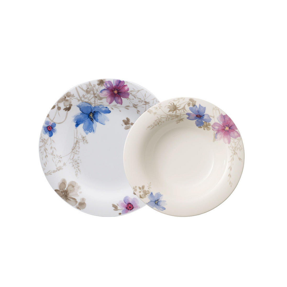 TAFELSERVICE Mariefleur Gris Basic bunt 12er Set - Multicolor, Keramik (26.8/2.3/26.8cm) - Villeroy & Boch