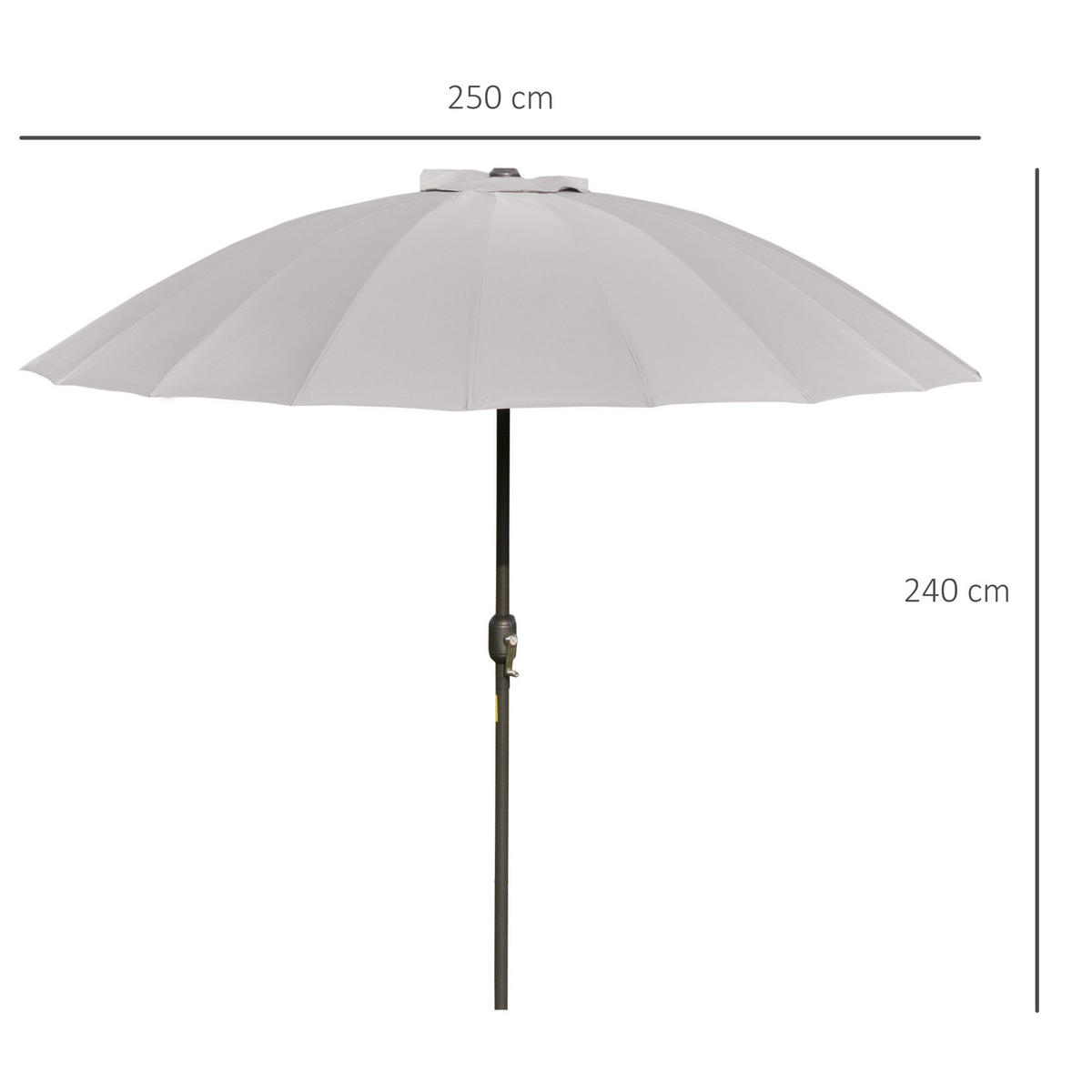 SONNENSCHIRM DE-11379 neigbar, mit Kurbel, 18 Streben Grau - Hellgrau, Metall (250/250cm) - ComfortXL