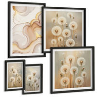 BILDER SET 5er Set - 50x50 cm & 20x30 cm & 40x60 cm Schwarzer Rahmen - Zitronenblüten am Meer - Schwarz, Kunststoff (40/60cm) - TULUP