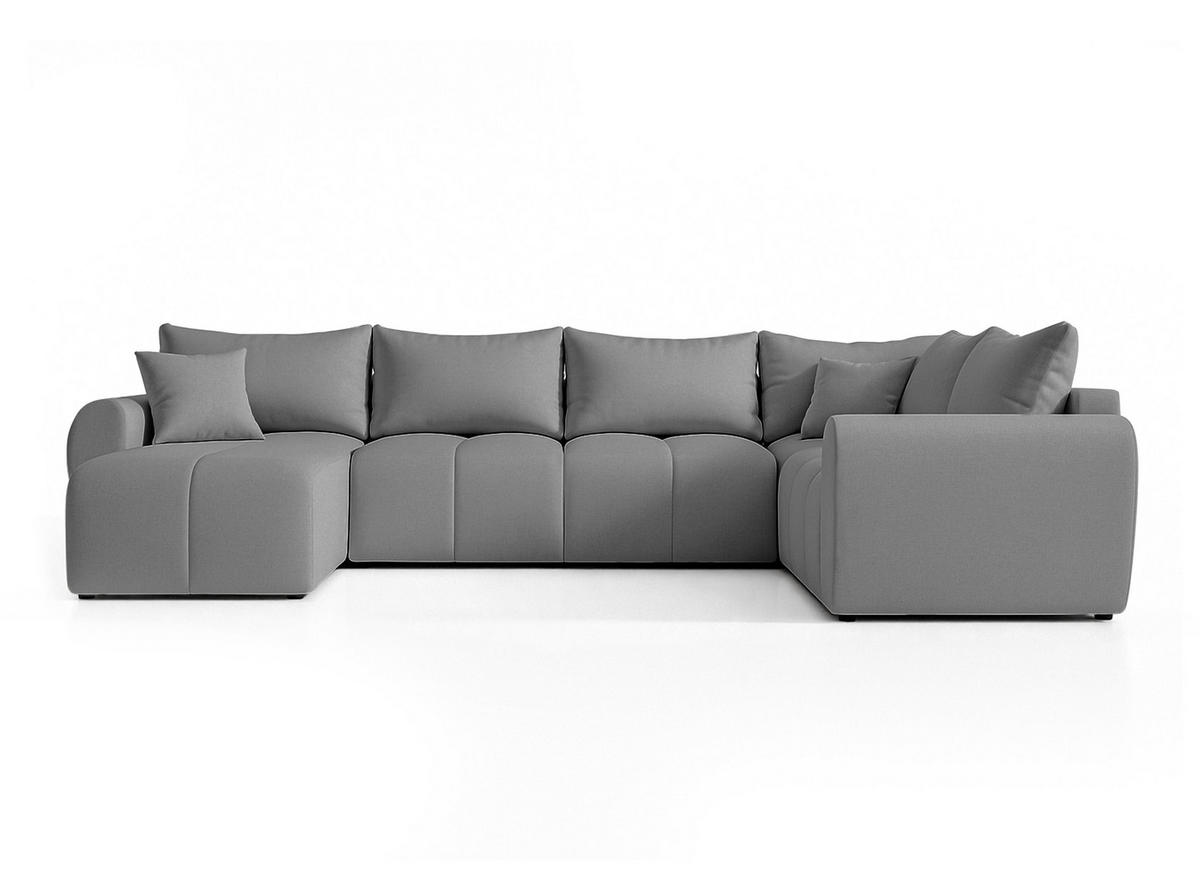 WOHNLANDSCHAFT Malatya U Form MAX Hellgrau 311/145/80 cm mit Schlaffunktion - Hellgrau/Schwarz, Kunststoff/Textil (208/80/303cm) - AX Living
