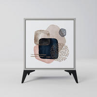 SIDEBOARD COLORFUL SHAPES, Grau, 57,5x42x70,5 cm, Schwarze Metall-Sternfüße - Multicolor/Schwarz, Holzwerkstoff/Metall (57.5/70.5/42cm) - SpaceRebels
