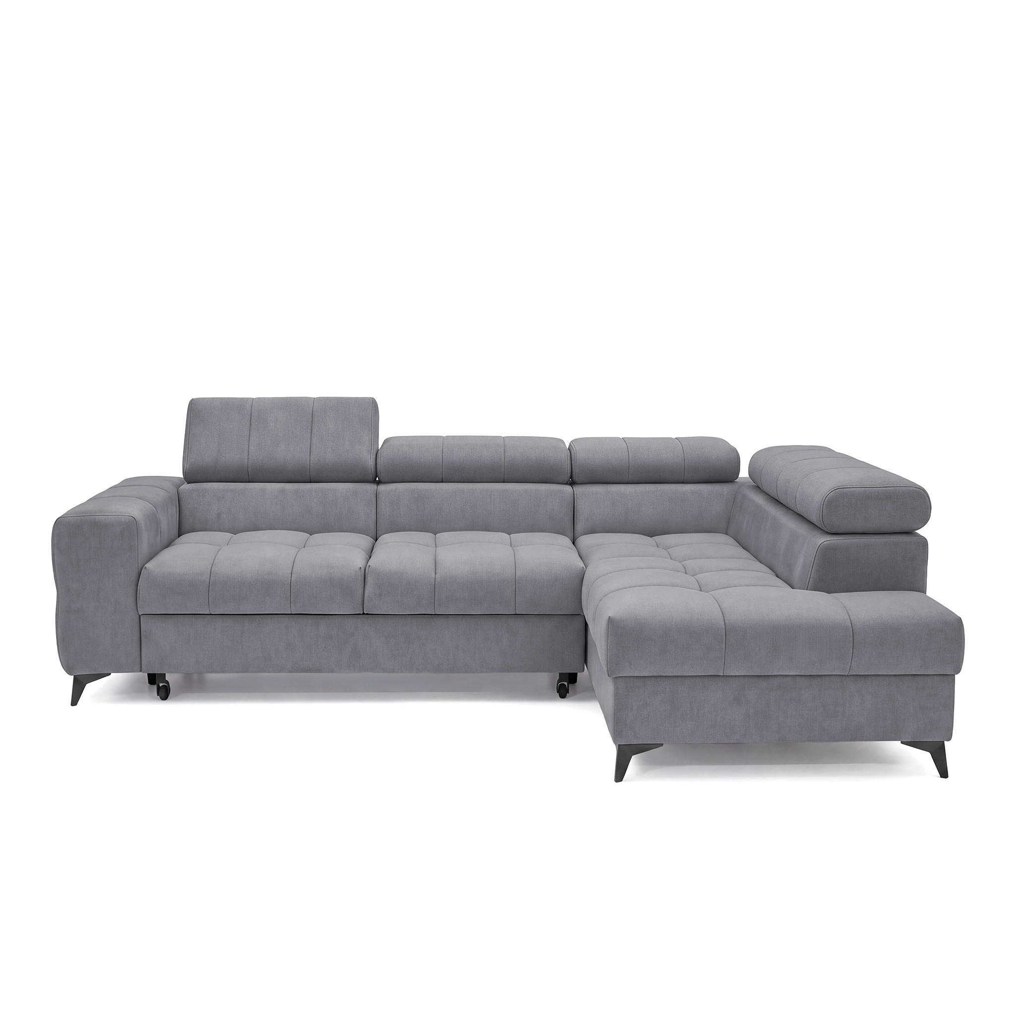 ECKSOFA PUDDING S Rechts mit Schlaffunktion 125x195 Velours Dunkelgrau - Dunkelgrau/Schwarz, Holz/Textil (275/177cm) - Muffo