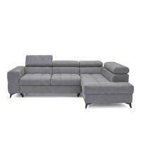 ECKSOFA PUDDING S Rechts mit Schlaffunktion 125x195 Velours Dunkelgrau - Dunkelgrau/Schwarz, Holz/Textil (275/177cm) - Muffo