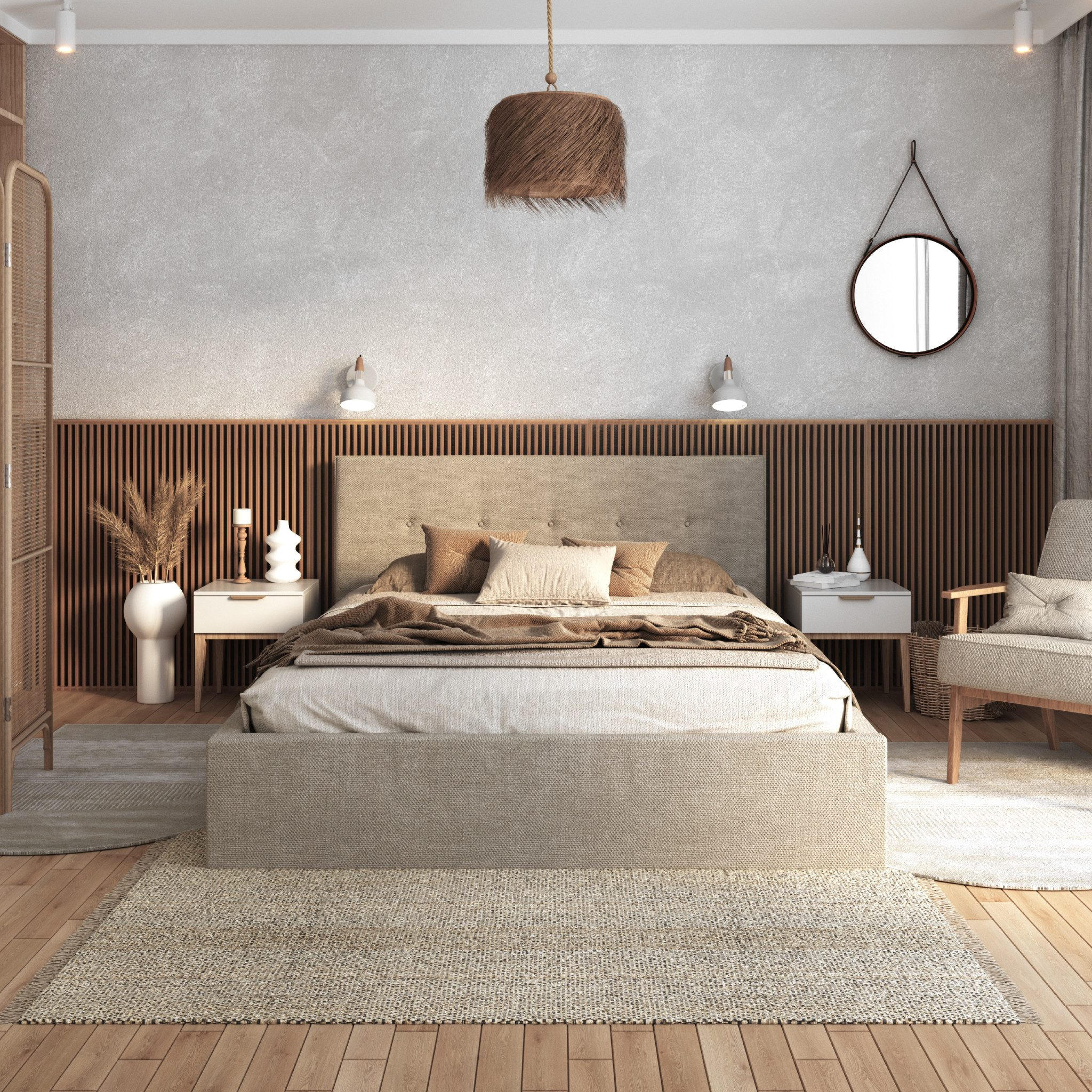 POLSTERBETT TULSA - Birkefarben/Beige, Holz/Holzwerkstoff (120/200cm) - FDM