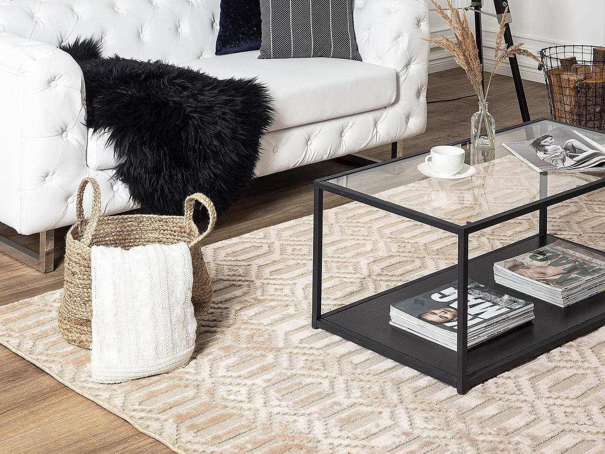 KURZFLOR-TEPPICH Adatepe 200/140 cm - Beige, Naturmaterialien (140/200cm) - Beliani