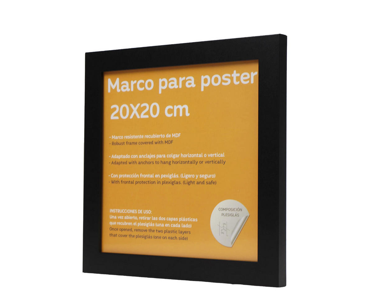 RAHMEN Set mit 24 aus MDF und Acrylglas Schutz und Aussteller für Fotografien, Bilder, Poster, Gemälde, Dekoration für Haus Farbe Schwarz 20X20 cm - Schwarz, Holz (20/3/20cm) - Nacnic