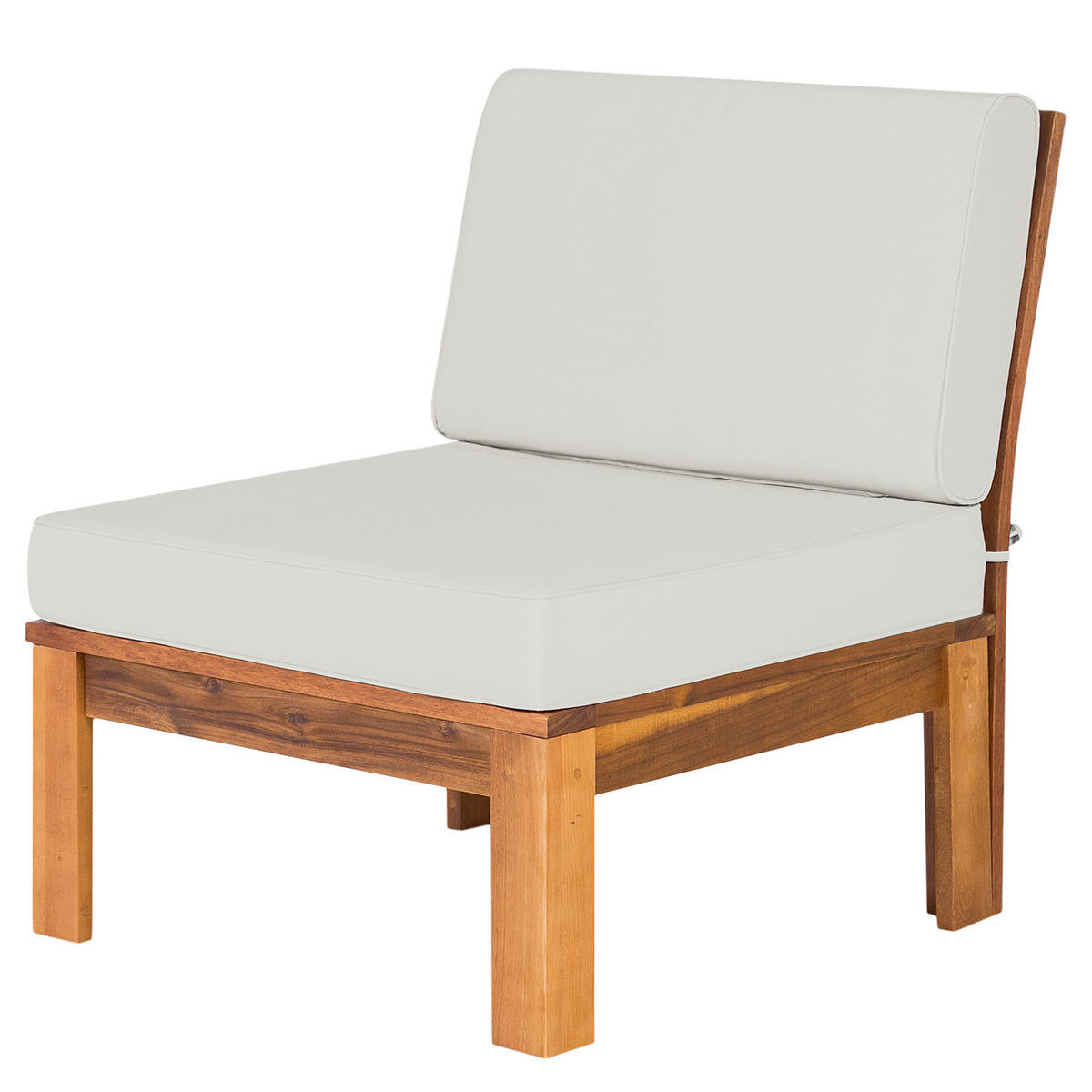 LOUNGESESSEL - Webstoff / Akazie massiv - Hellgrau, Holz/Textil (60/73/71cm) - home24