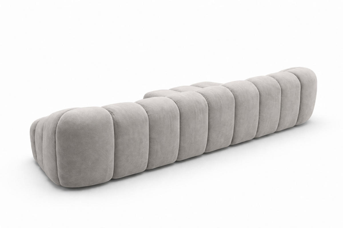ECKSOFA Modulare L-Form, Veloursstoff Bluvel, Grau, Links, CROISSANT XL - Grau, Holz (340/190cm) - Kaiser Möbel