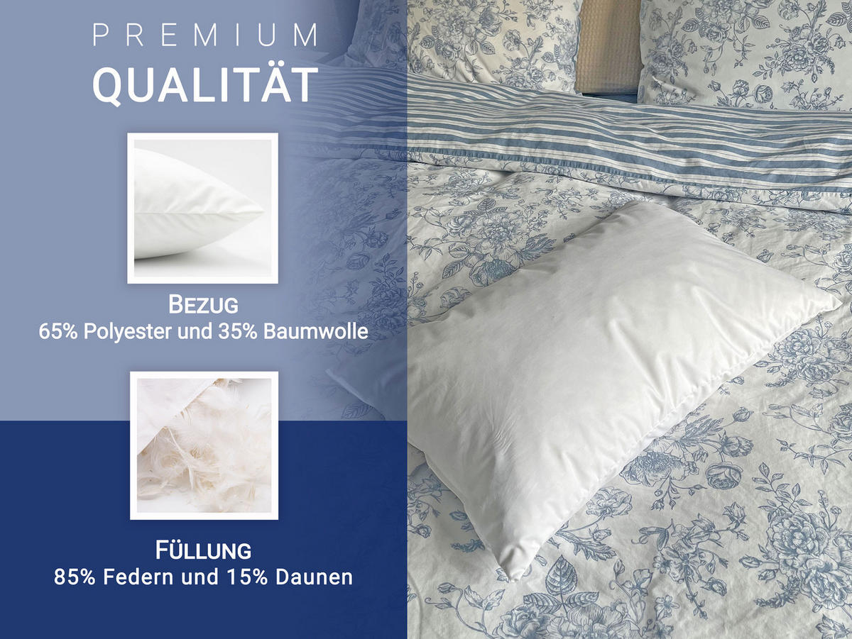 KISSEN, 40x60 cm, 85% Federn, 15% Daune - Weiß, Kunststoff (40/60cm) - Zollner