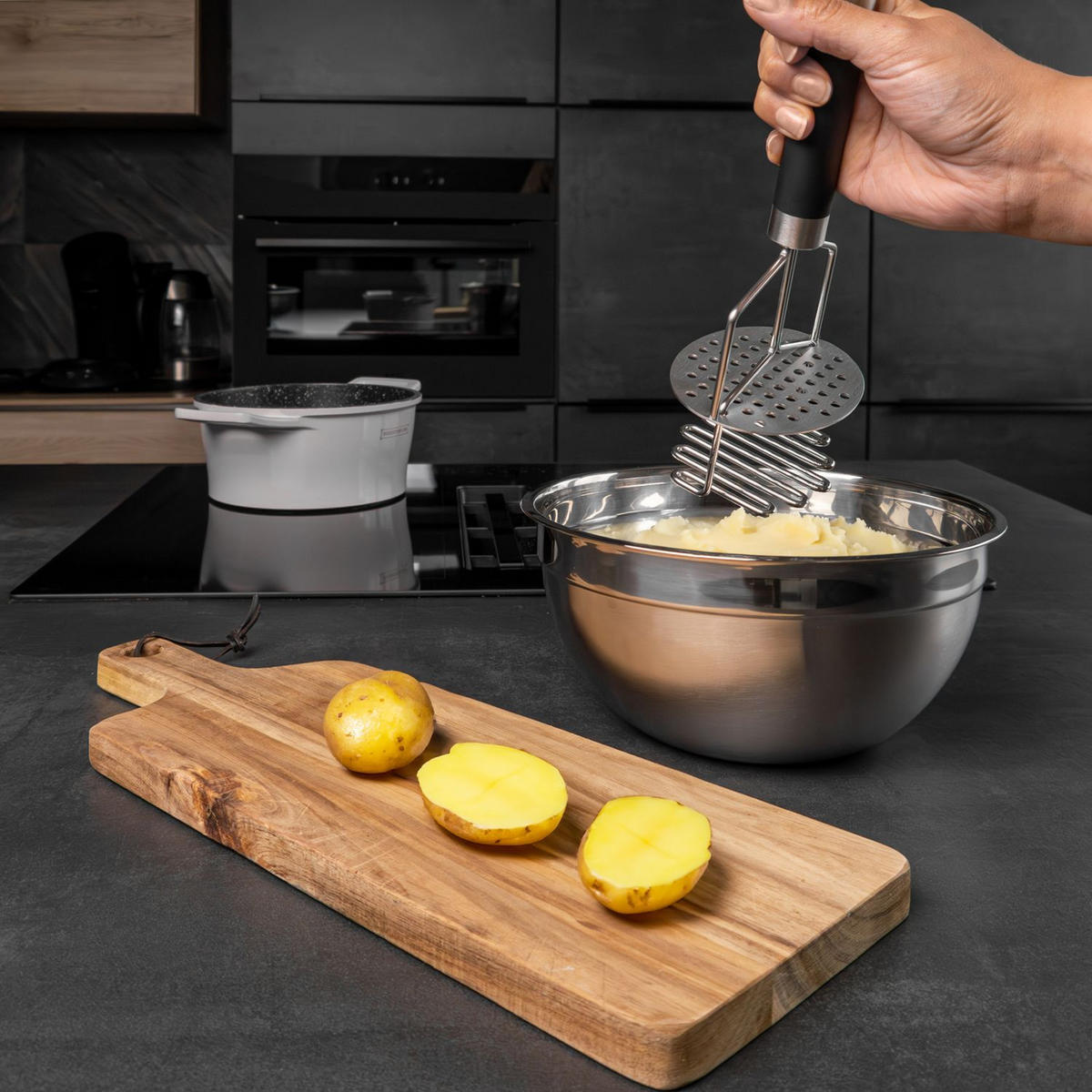 KARTOFFELSTAMPFER - Silberfarben, Metall (8.5/11.5cm) - Intirilife