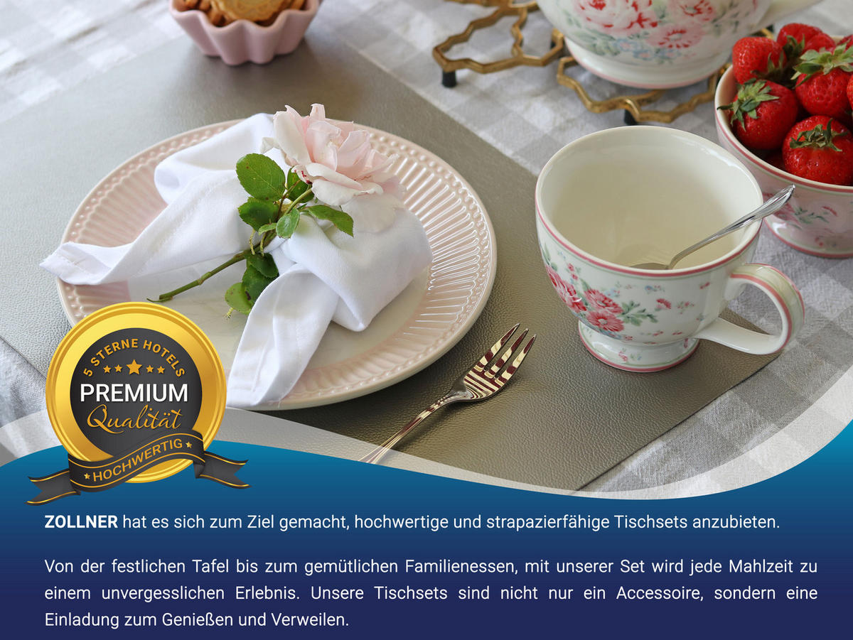 TISCHSET, 6er-Set, 30x42 cm, wasserdicht, aus PVC und Polyester, Grau - Grau, Textil (42/30/1cm) - Zollner