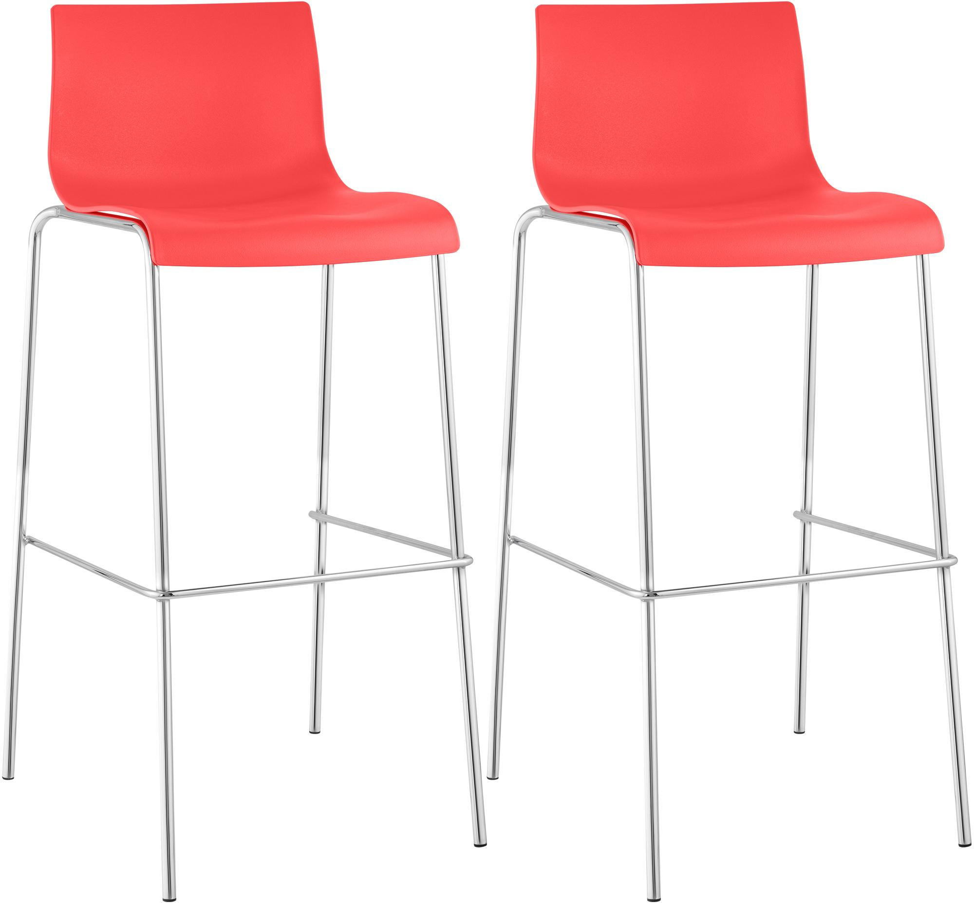 BARHOCKER 2er Set Kunststoff rot - Chromfarben/Rot, Kunststoff/Metall (43/100/48cm) - CLP