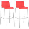 BARHOCKER 2er Set Kunststoff rot - Chromfarben/Rot, Kunststoff/Metall (43/100/48cm) - CLP