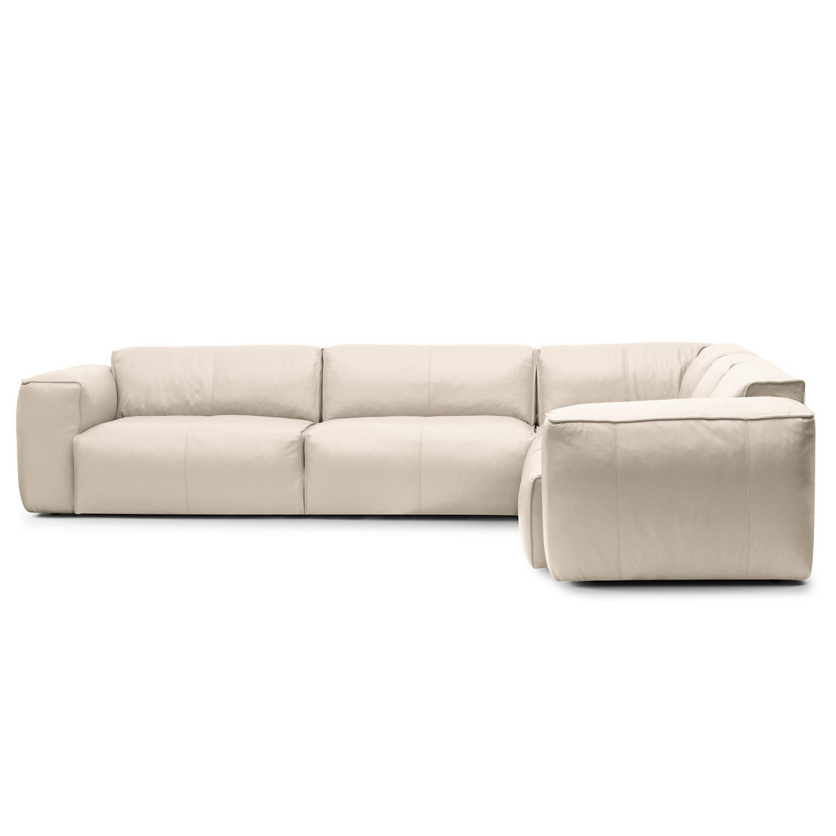 ECKSOFA mit Rundecke - Hellgrau/Schwarz, Leder/Kunststoff (325/260cm) - home24