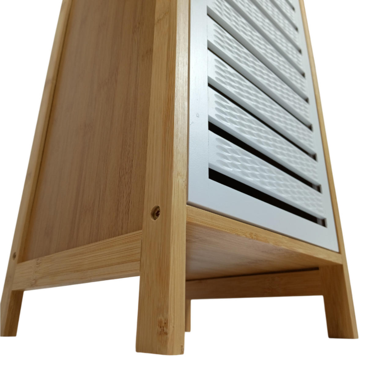 BADREGAL Bambus Weiß Naturfarben Schrank 89x30x30 cm - Naturfarben/Weiß, Holz (30/89/30cm) - Begryf