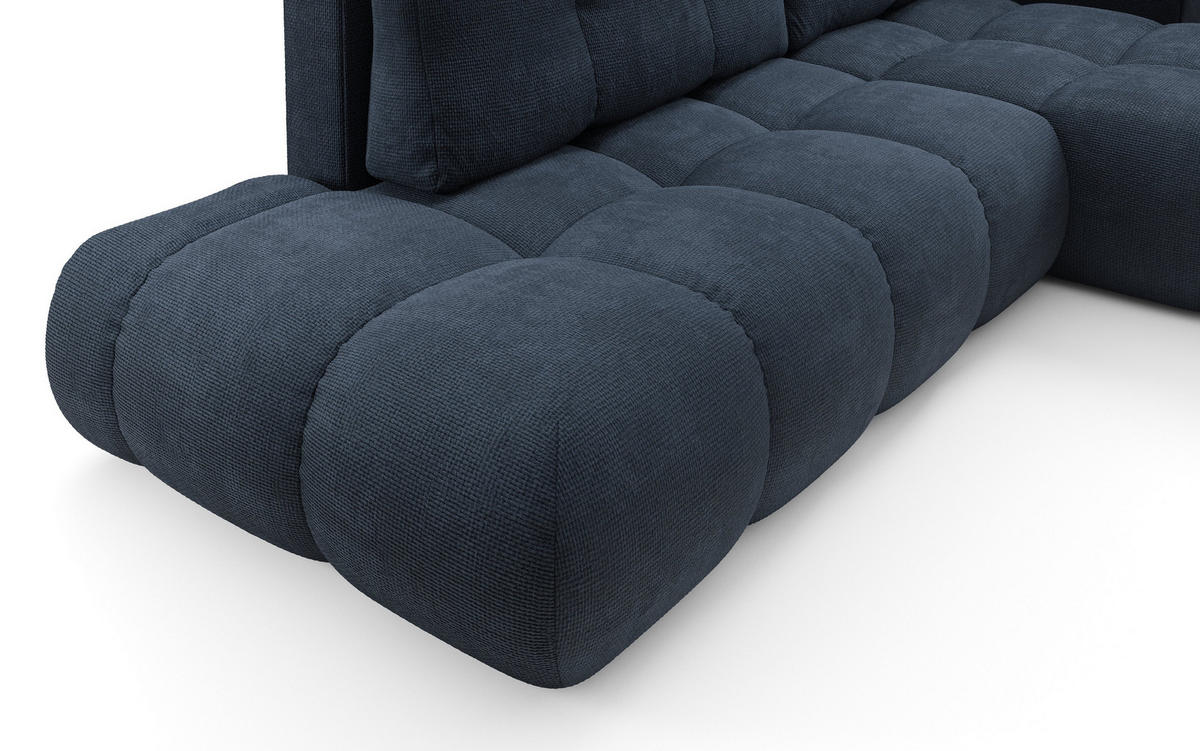 ECKSOFA DUCA R-S Dunkelblau Chenille mit Schlaffunktion - Dunkelblau, Holz (266.5/266.5cm) - MASSENO