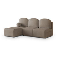 ECKSOFA TRAMA Braun Geflochtener Stoff mit Schlaffunktion - Braun, Holz (200/143cm) - MASSENO
