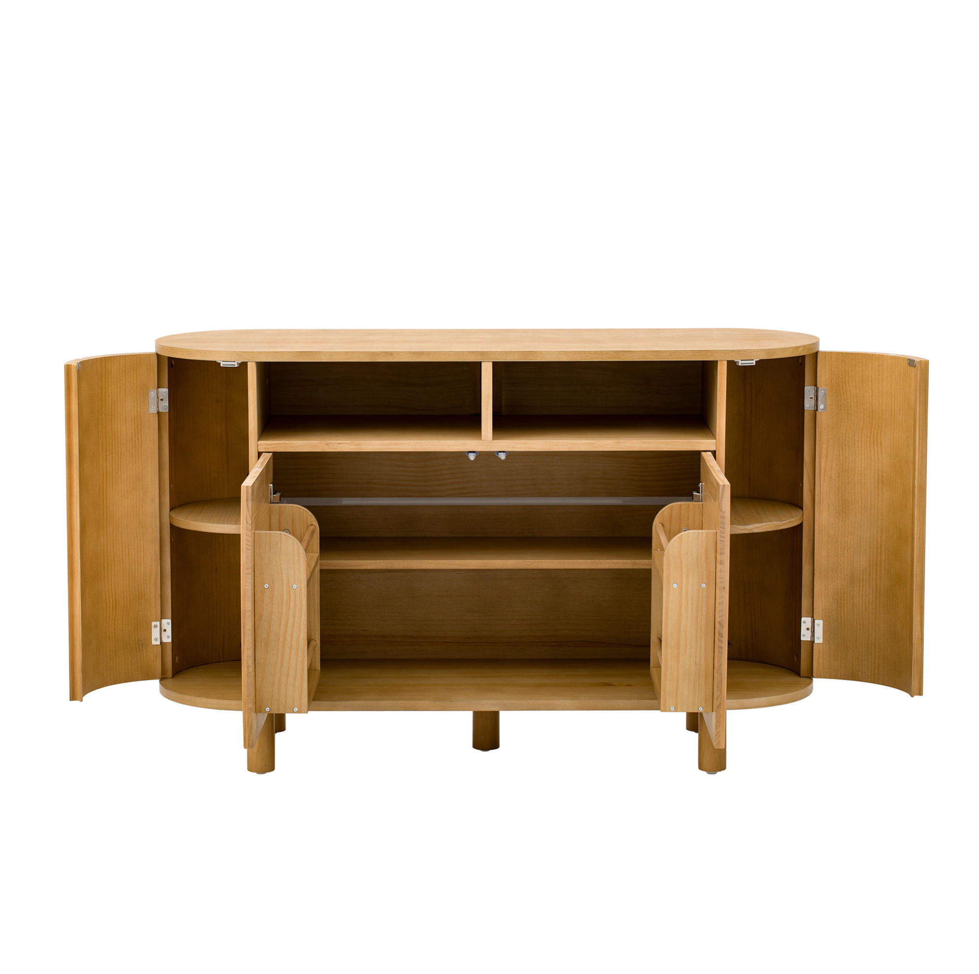 KOMODA 120/38/77 cm prirodna od MDF-a s podesivim policama i zaobljenim pretincem - prirodne boje, drvni materijal (120/77/38cm) - OKWISH