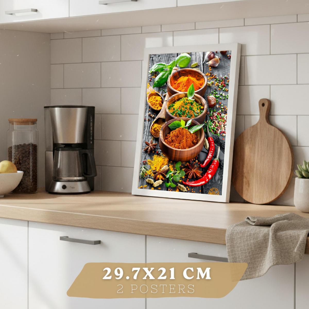 PLAKAT Sada 2 Koření A4 Bílý rám - bílá, papír (29.7/1/21cm) - Nacnic