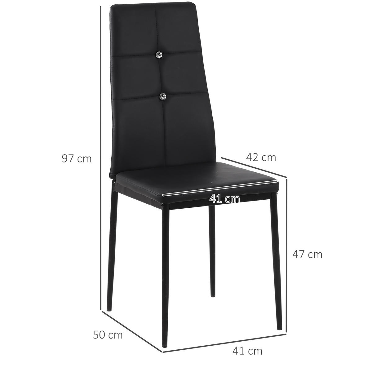 STÜHLE Schwarz 6 Stück - Schwarz, Leder (41/97/50cm) - GiPP