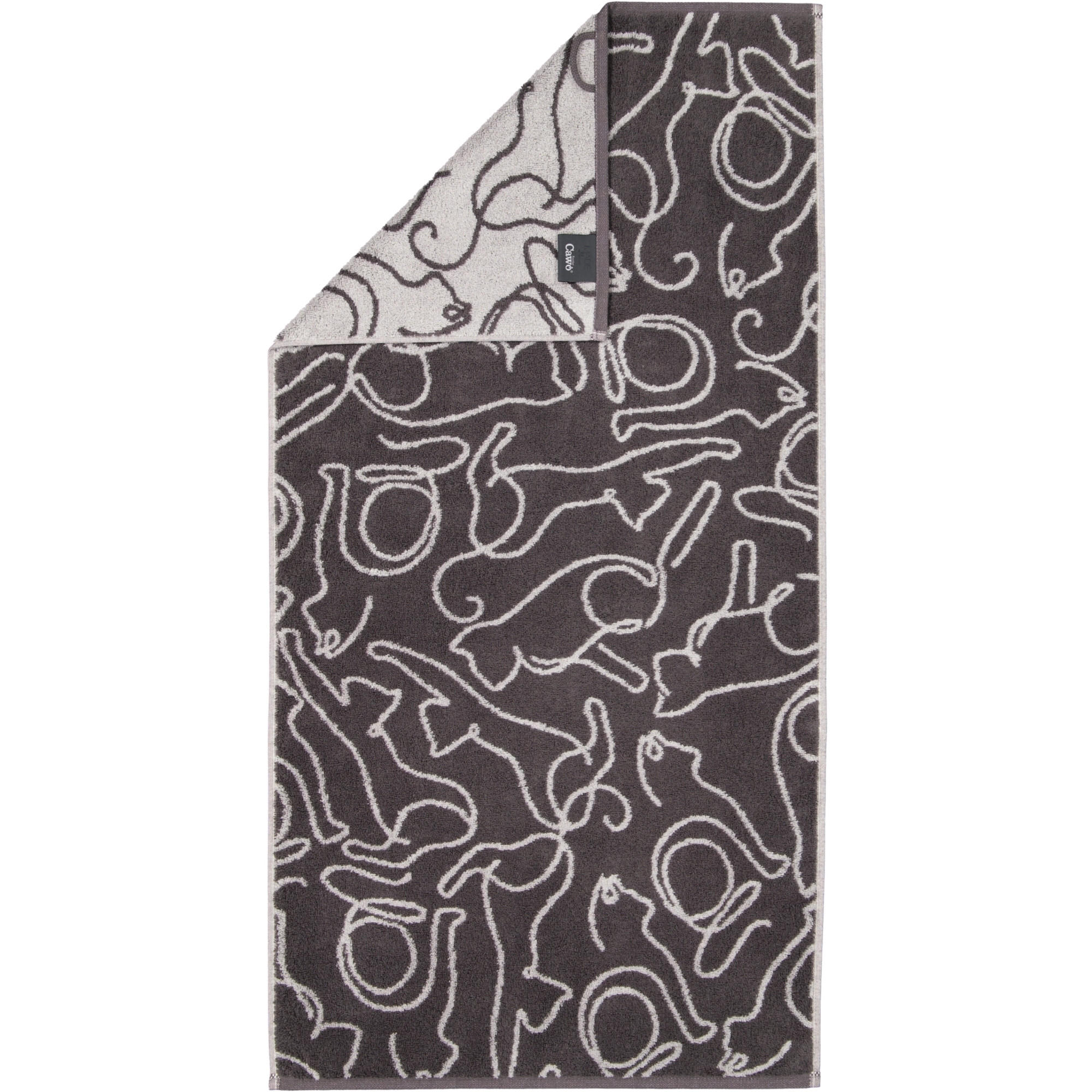 HANDTUCH CUTE CATS EDITION CATS 6264 BASALT/PLATIN - 77 - Grau, Textil (50/100cm) - Cawoe