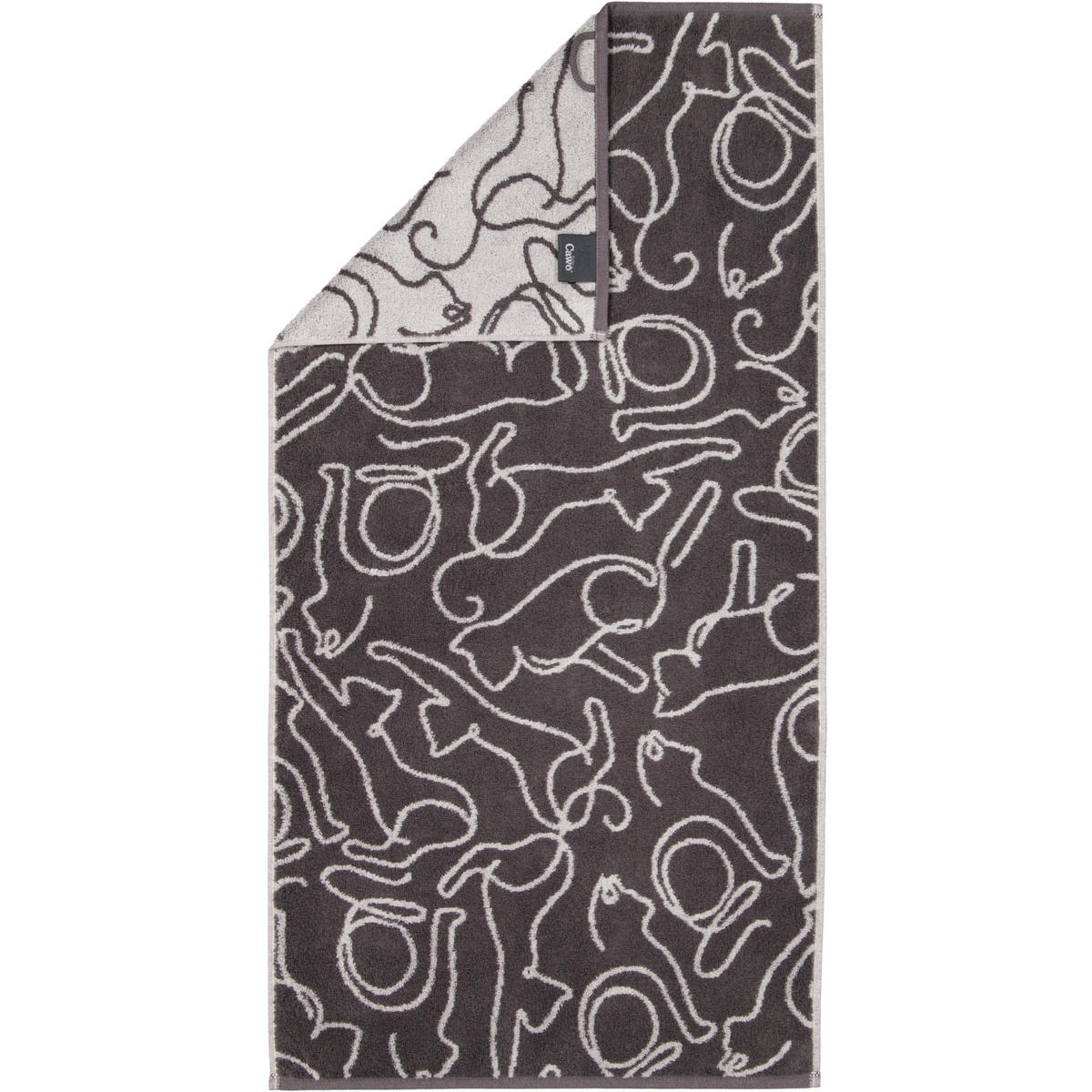 HANDTUCH CUTE CATS EDITION CATS 6264 BASALT/PLATIN - 77 - Grau, Textil (50/100cm) - Cawoe