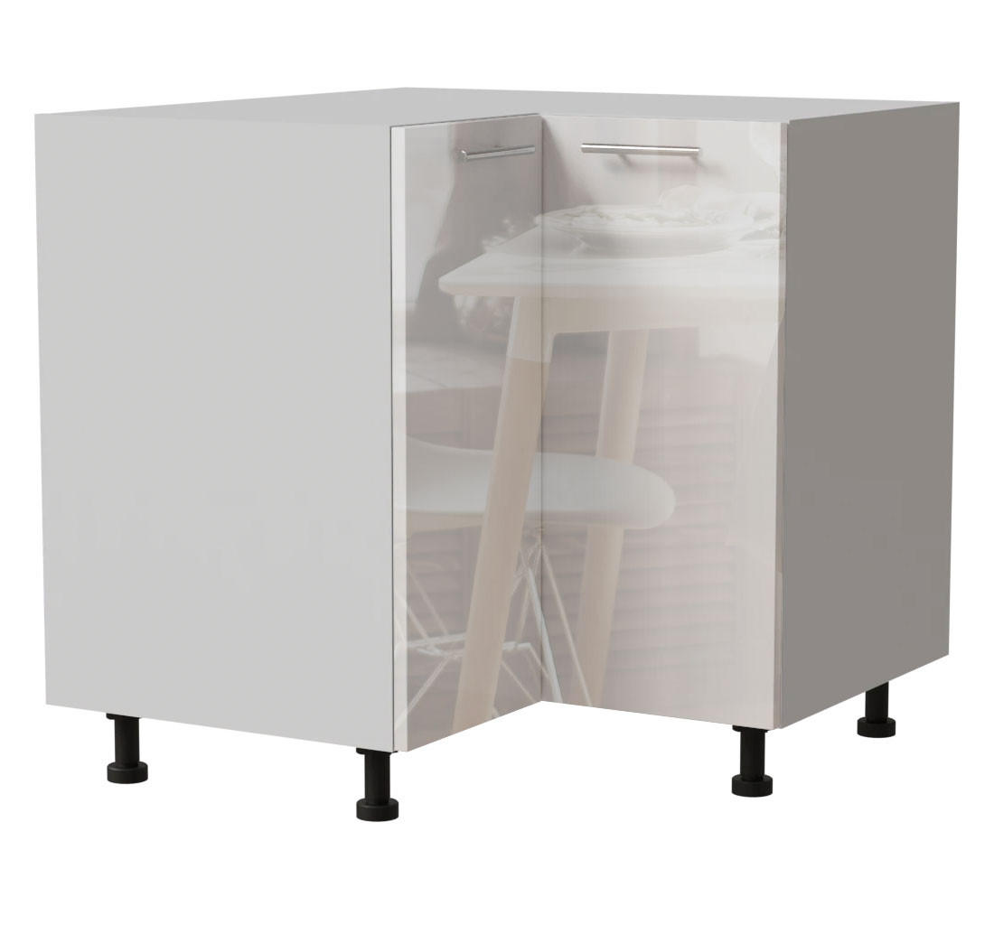 Feldmann-Wohnen Eckunterschrank Weiß Hochglanz, Weiß 84x82x84 cm