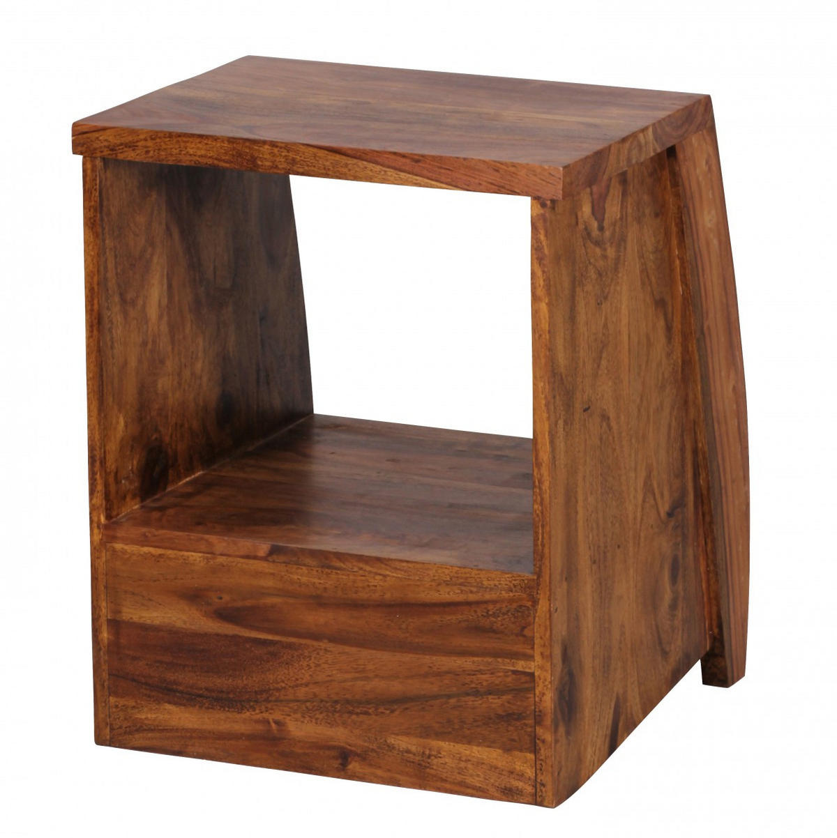 NACHTTISCH – Massivholz, Schublade & Ablage, Landhausstil - Braun, Holz/Metall (45/53/40cm) - KADIMA DESIGN