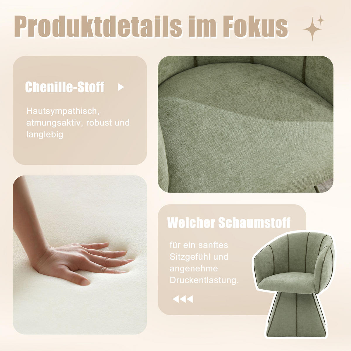 SESSEL,DREHSESSEL mit 360°-Drehfunktion und hoher Rückenlehne, Grün - Grün, Textil (56/74/54cm) - PARAFTA HOME