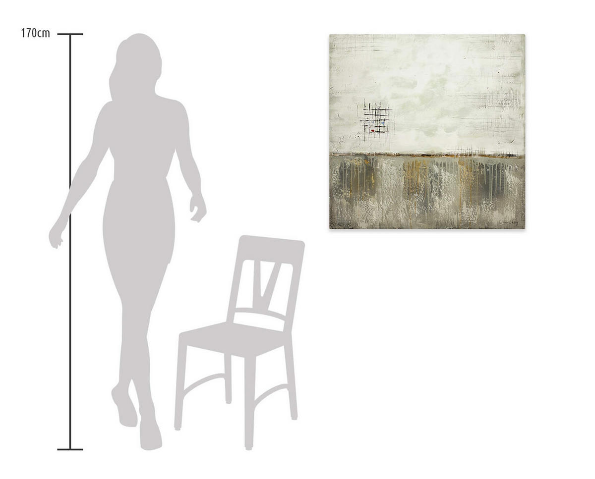 ACRYLBILD HANDGEMALT 80/80 cm - Beige/Grau, Holz/Textil (80/80cm) - KUNSTLOFT