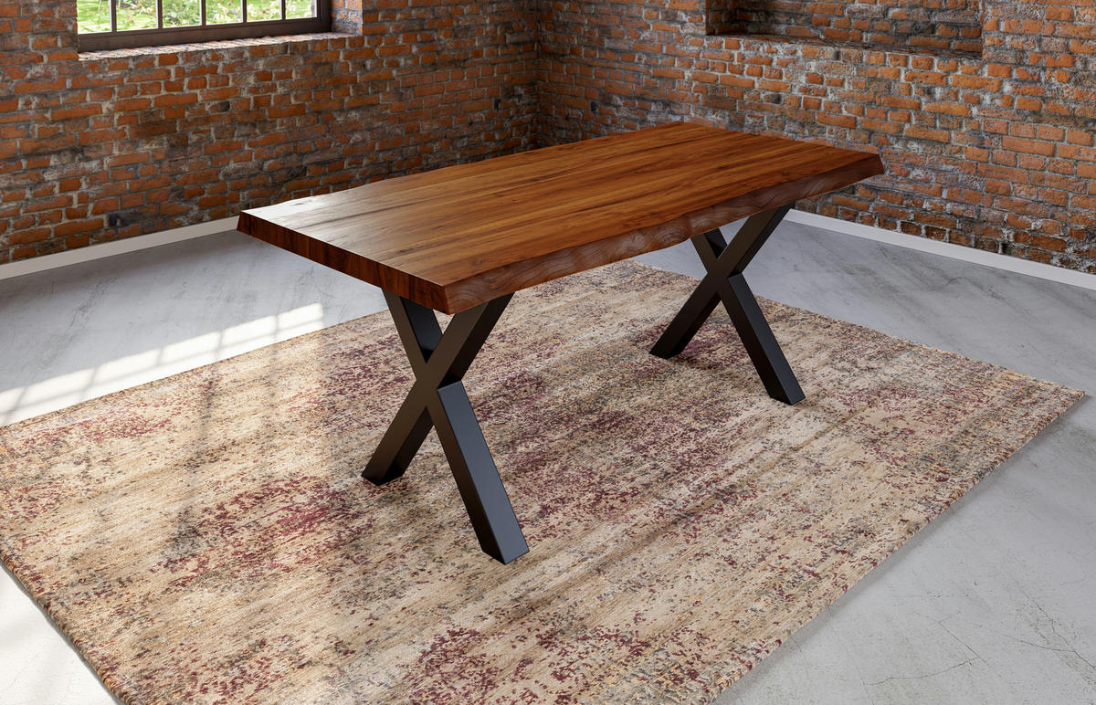 ESSTISCH XEREZ - Schwarz/Braun, Holz/Metall (90/180/79cm) - SAM