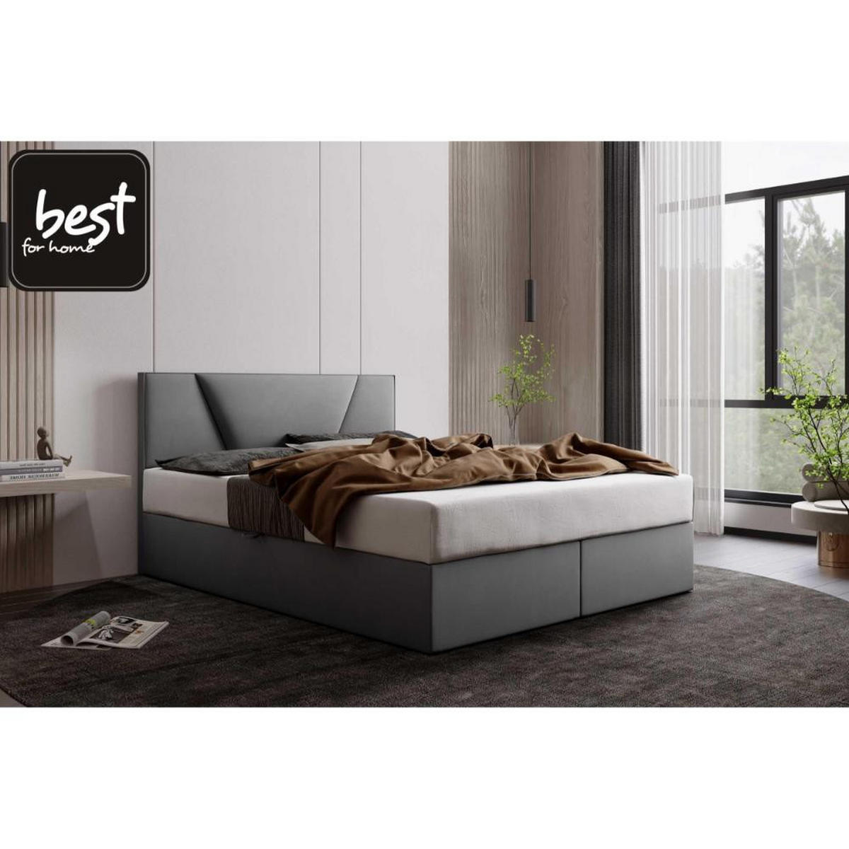 BOXBETT Jubilee Bonellfederkern inkl. Topper - Hellgrau, Holz/Holzwerkstoff (140/200cm) - Best For Home