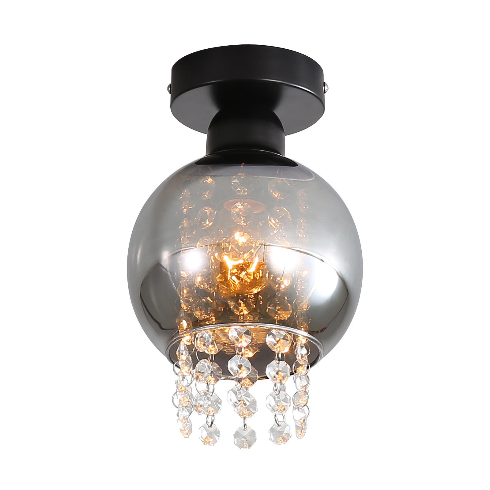 DECKENSTRAHLER Laternburg 10/15/24 cm - Schwarz, Glas (24/10/15cm) - ZMH