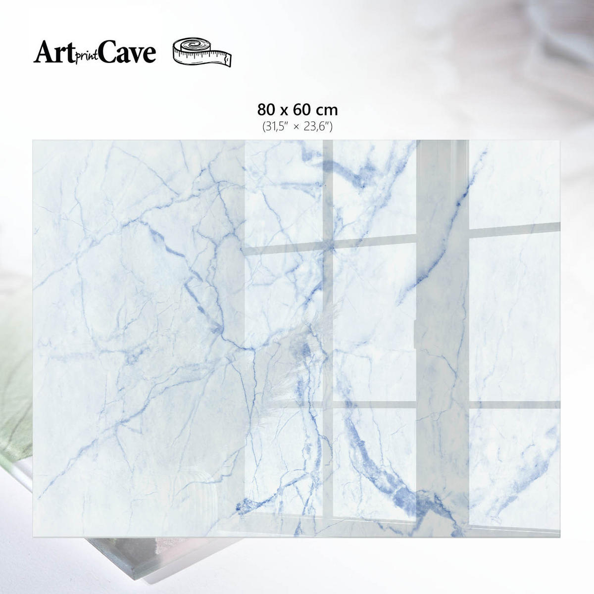 GLASPLATTE 80x60 cm – Marmor-Eleganz - Creme, Glas (0.4/80/60cm) - ArtPrintCave