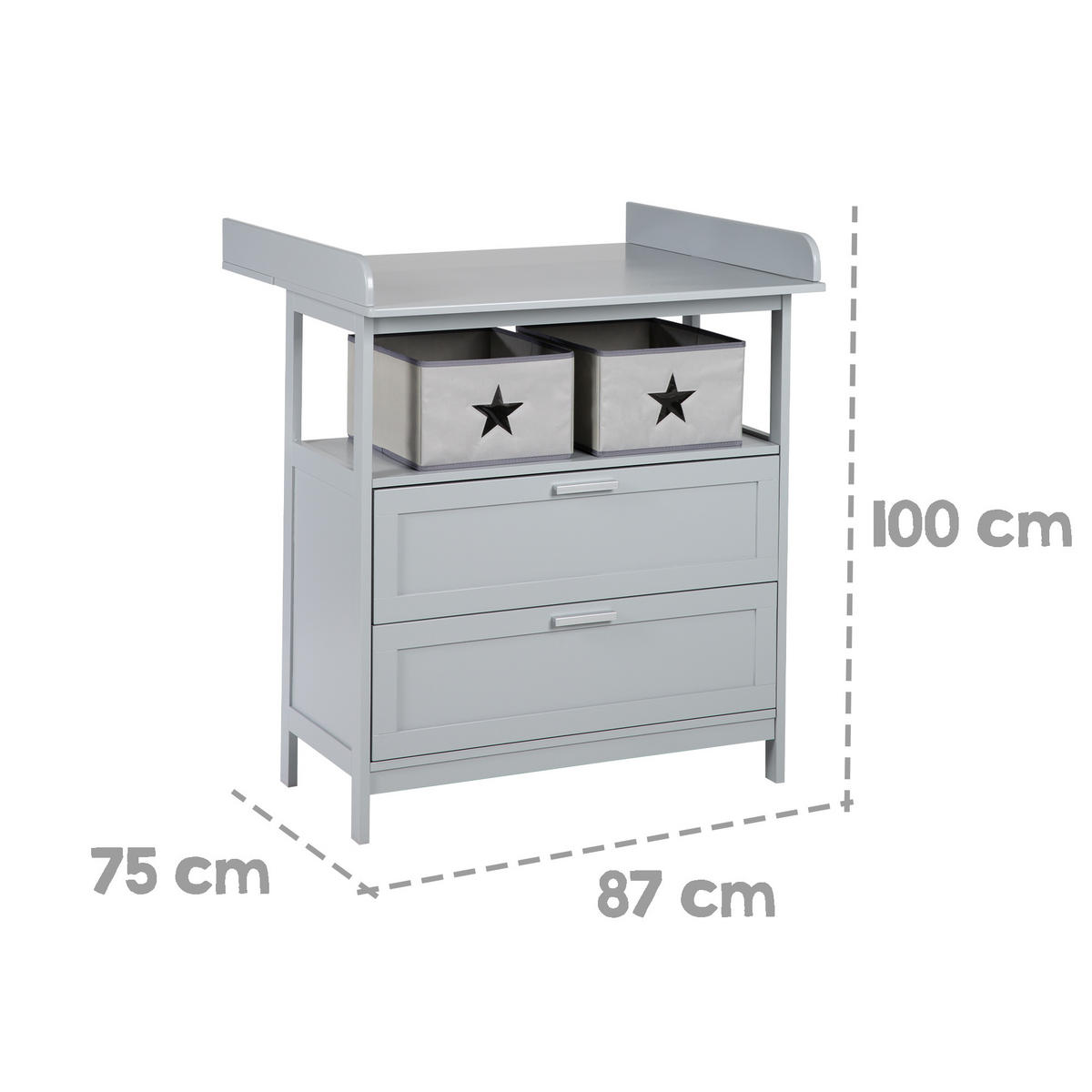 BABYZIMMER-SET Hamburg mit Schubladen, 2-teilig - Taupe, Holzwerkstoff (66/76/123cm) - Roba
