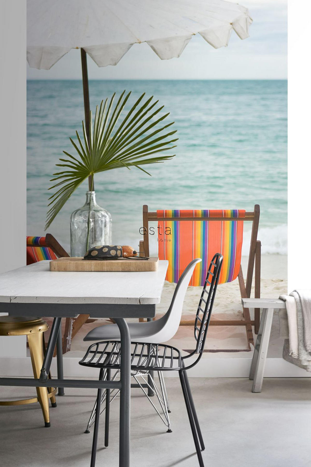 FOTOTAPETE Strand-Motiv 186 x 270 cm - Blau, Papier (186/270cm) - ESTAhome