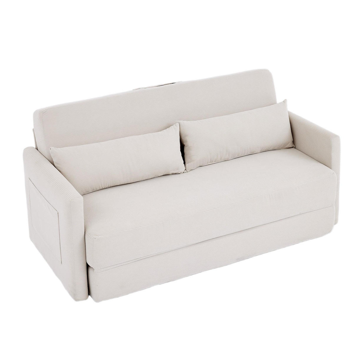 SCHLAFSOFA 2-Sitzer Sofa mit Schlaffunktion,klappbar,Beige - Beige, Textil (165/82/92cm) - LVHOM