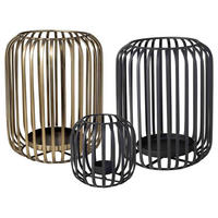 WINDLICHTER-SET Christmas Chic schwarz-gold 12,5 / 22,5 / 22,5 cm 3-tlg. - Goldfarben/Schwarz, Metall (2/2/2cm) - Villeroy & Boch