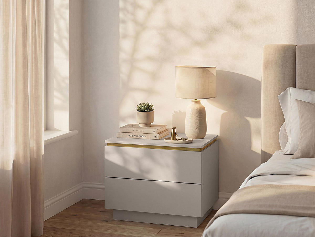 NACHTTISCH - 50 cm x 36.8 cm - Holz, Platte - Beige - VUKIA - Beige, Holz (50/50/36.8cm) - Vente-Unique