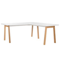 ECKSCHREIBTISCH - Hochglanz Weiß / Eiche - Eichefarben/Weiß, Holzwerkstoff (170/170/74cm) - home24