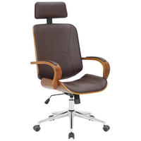 DREHSTUHL Lederlook Walnuss/Braun - Chromfarben/Walnussfarben, Textil/Metall (70/118/70cm) - CLP