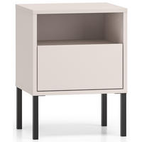 NACHTTISCH Nebra mit Schublade und Ablage, auf Hohen Schwarzen Metallfüßen – Kaschmir 40/53/34 cm - Kaschmir/Beige, Holzwerkstoff/Metall (40/53/34cm) - WFL GROUP