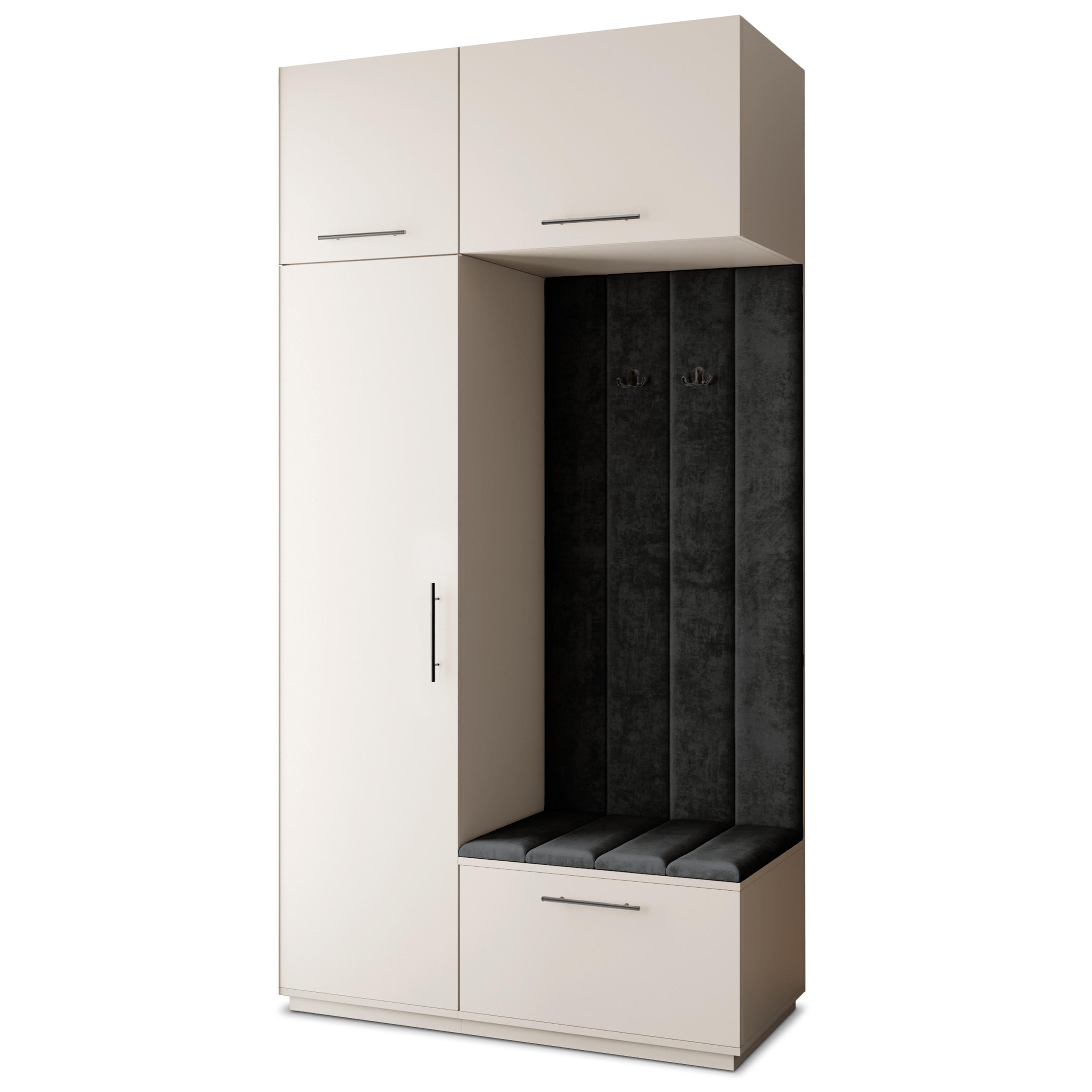 Masseno Garderobenschrank Kaschmir, Schwarz 120x240x60 cm