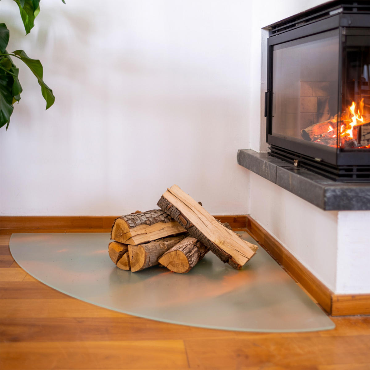 SKLENĚNÁ PODLOŽKA pod kamna 100x100 cm – mléčné sklo - průhledná, sklo (100/100/0.4cm) - TULUP