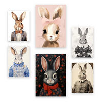 POSTER Set Mit 6 Kaninchen Und Hasen A3 & A4 Rahmenlos - Klar, Papier (29/3cm) - Nacnic