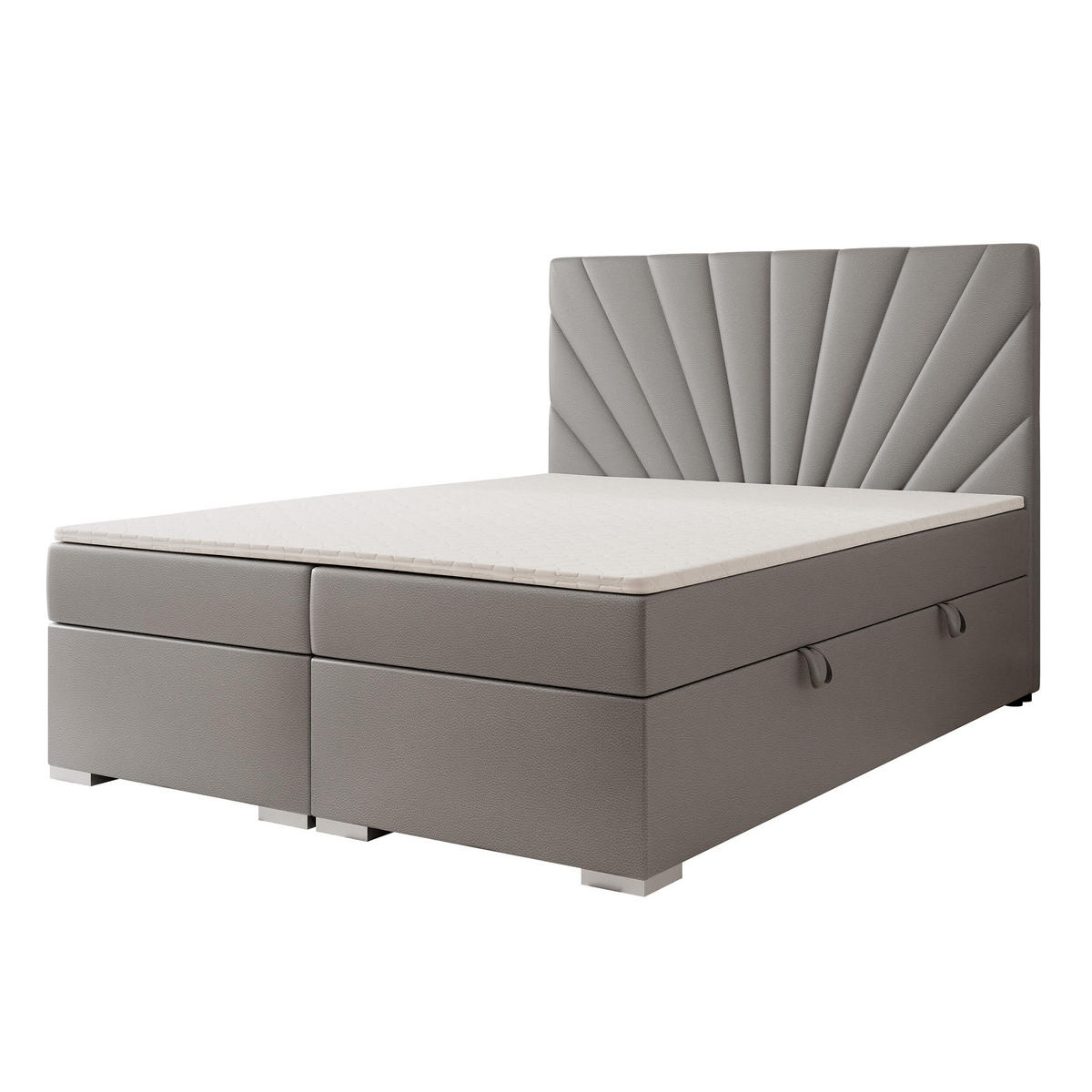BOXBETT OASIS 120/200 cm mit Matratze und Topper, Grau - Chromfarben/Grau, Textil/Metall (120/200cm) - Idohome