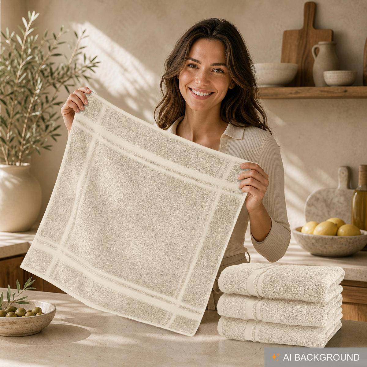 FROTTEE Küchenhandtücher 50x50 cm, 4er Set, Natur - Naturfarben, Textil (50/50cm) - Lashuma