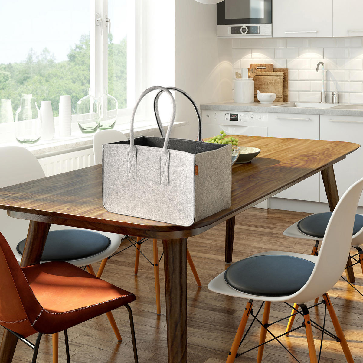 EINKAUFSKORB aus Filz - Grau, Textil (40/27/40cm) - Miqio Design