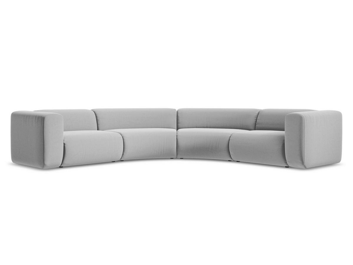ECKSOFA Samt Stoff Grau - Schwarz/Grau, Kunststoff/Textil (318/318cm) - Makamii