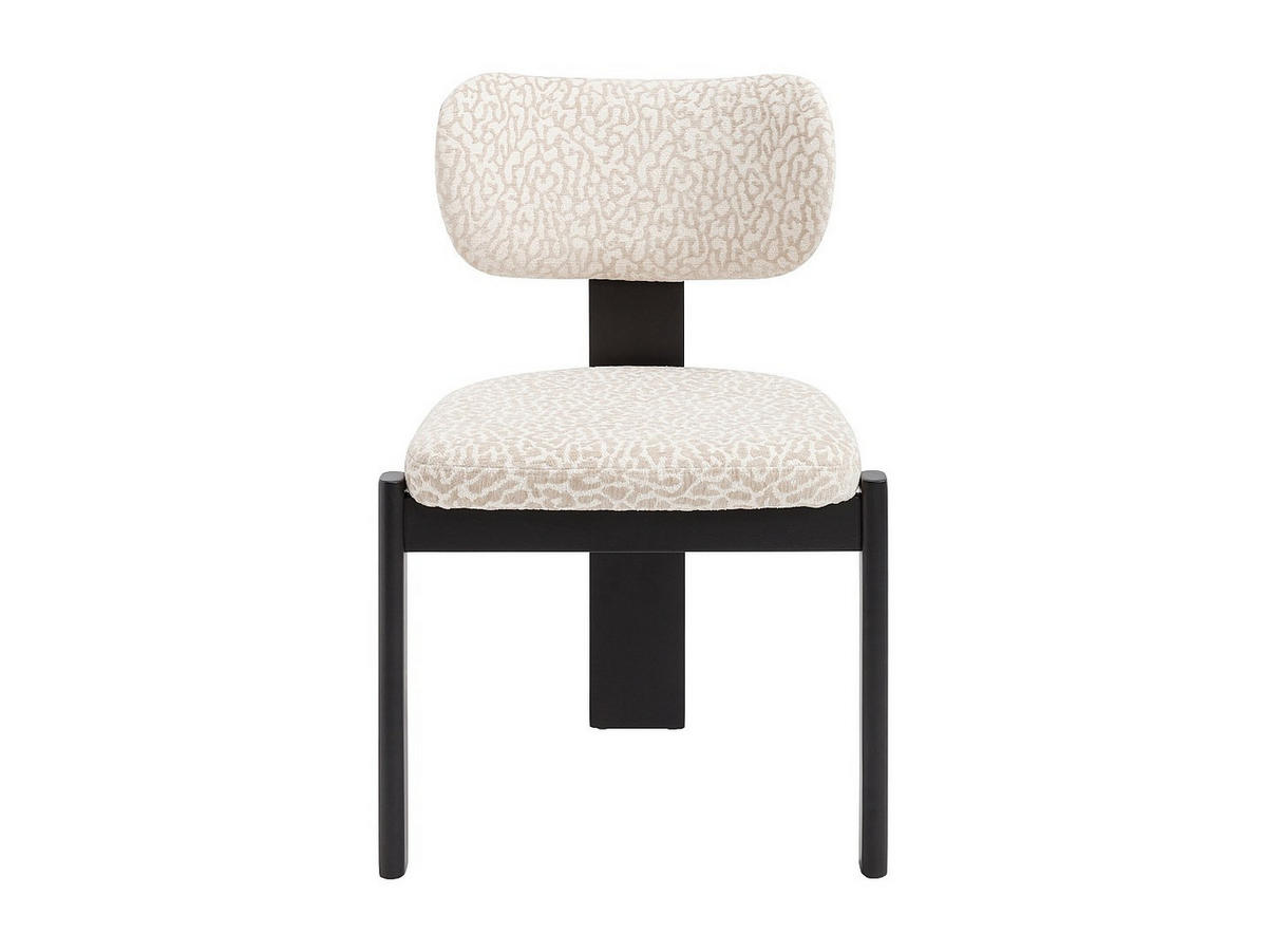 STUHL 6er-Set - Strukturstoff Bicolor & Kautschukholz schwarz - Creme & Beige - WILANA - Beige, Textil (60/85/56cm) - Vente-Unique